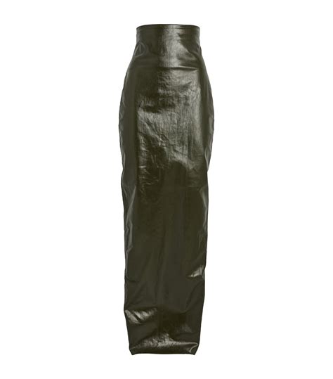 Womens Rick Owens Green Waxed Denim Maxi Skirt Harrods Uk