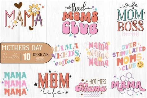 Retro Mothers Day Svg Bundle Mom Love Graphic By Svg Box · Creative Fabrica