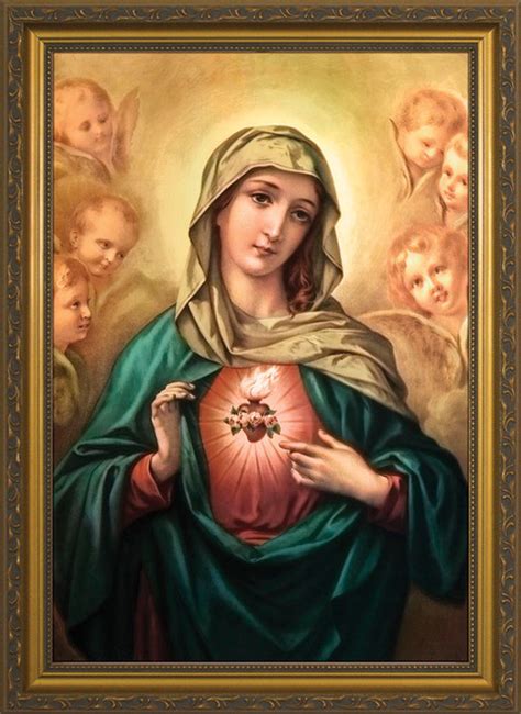 Sacred Heart Of Jesus Surrounded By Angels Framed Art Catholic To The