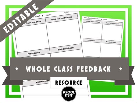 Whole Class Feedback Sheet School Stuff Teaching Resources