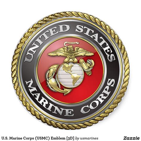 Us Marine Corps Usmc Emblem 3d Classic Round Sticker Zazzle