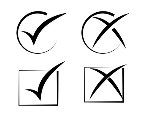 Doodle Set Of Check Mark And Wrong Mark With Circle False And True