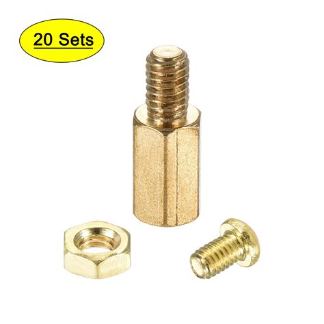 Uxcell Hexagon Brass Standoff Spacer Male Female Screw Nut Kit Sets