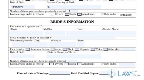 Instruction To Fill Florida Marriage License Information Sheet Youtube