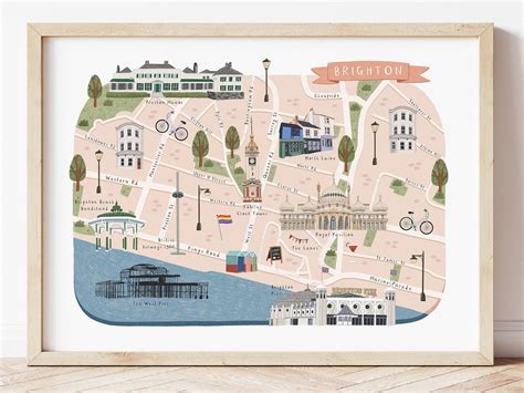 Brighton Map Illustrated Map of Brighton Brighton Poster - Etsy