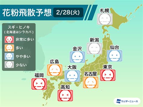 今日は気温上昇で花粉大量飛散のおそれ 万全な花粉症対策を ウェザーニュース