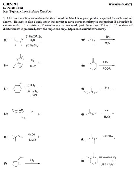 Alkene Reactions Worksheet With Answers Addition Reaction Definition