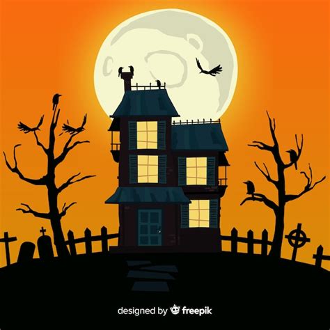 Dibujado A Mano Casa Embrujada De Halloween Vector Gratis