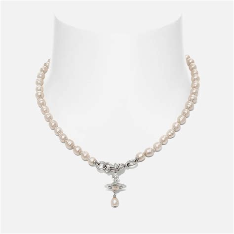 Vivienne Westwood Aleksa Platinum Tone And Preciosa Pearl Necklace