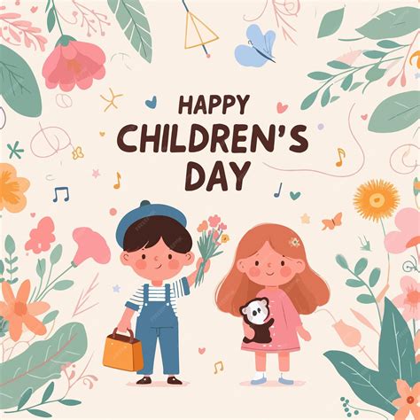 Premium Vector Happy Childrens Day Background Cute Vector Illustration