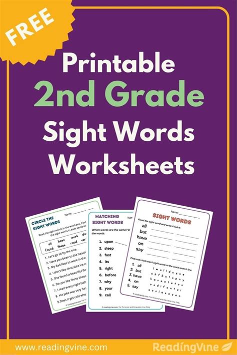 Second Grade Sight Words Worksheets