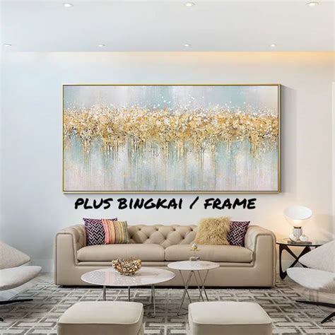 Jual LUKISAN ABSTRAK Modern Minimalis 120x70 Cm BINGKAI Frame Dinding