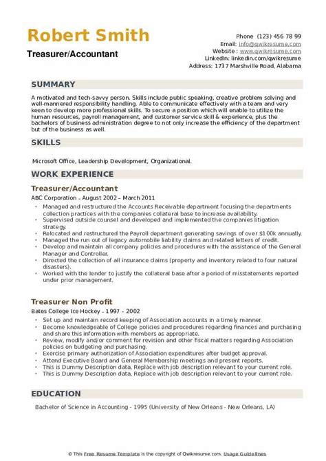 10 Treasurer Resume Samples And Templates For 2025