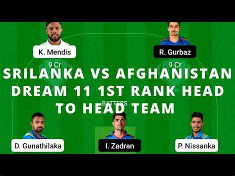 SRILANKA VS AFGHANISTAN DREAM 11 1ST RANK TEAM PREDICTION SRILANKA VS