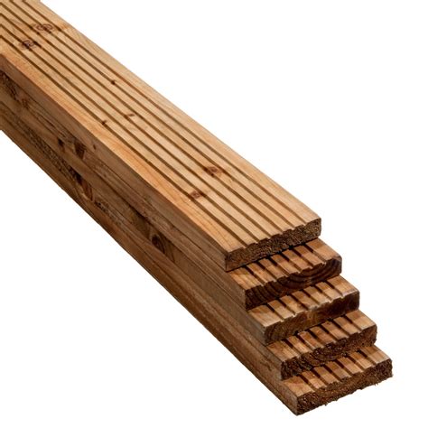 Value Brown Softwood Deck Board T25mm W120mm L2400mm Pack Of 5