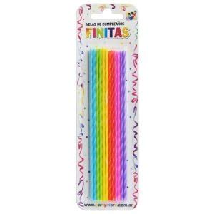 Vela Finita 17 Cm Torneada Multicolor Blister X 24