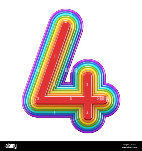 Concentric rainbow number 4 FOUR 3D rendering illustration isolated on ...