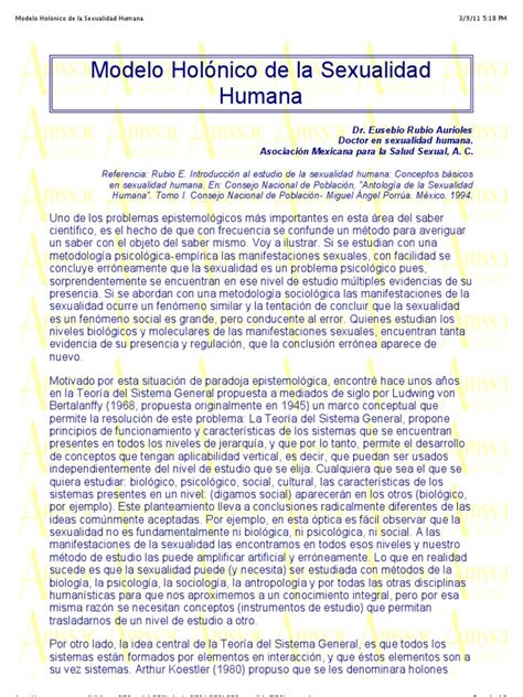 Modelo Holónico De La Sexualidad Humana Pdf La Sexualidad Humana Sicología