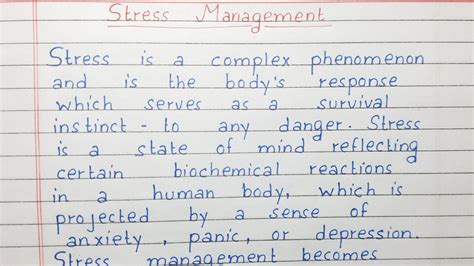 Write A Short Essay On Stress Management Essay Writing English