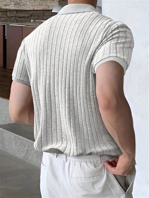 Manfinity Homme Men Ribbed Knit Polo Shirt SHEIN USA