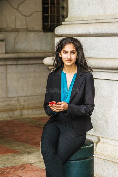 East Indian American College Student Studying In New York Stock Image