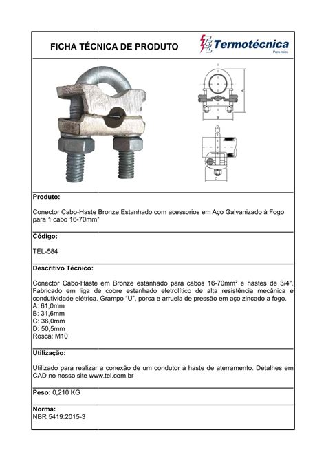 Conector Cabo Haste P Cabo Em Liga De Cobre Estanhado Ac Agf