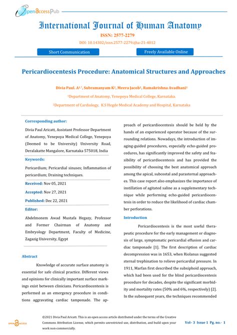 Pdf Pericardiocentesis Procedure Anatomical Structures And Approaches