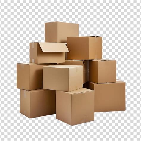 Stacked Cardboard Boxes On A Transparent Background Premium Ai