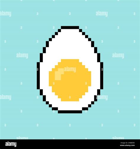 Boiled Egg Pixel Art Half An Egg 8 Bit Pixelated Food Vector