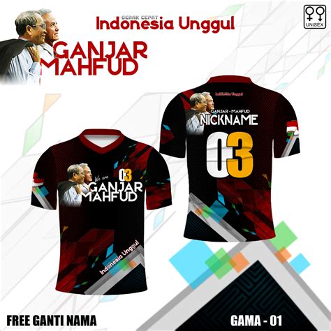 Jual Jersey Capres Ganjar Mahfud No Kaos Baju Pemilu Indonesia