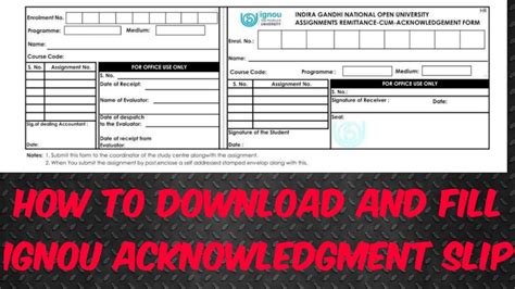 How To Fill Ignou Acknowledgment Slip Ignou Submission Slip Kaise