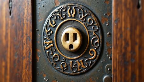 An Artistic Patinated Electrical Outlet With A Unique Japanese Prompts