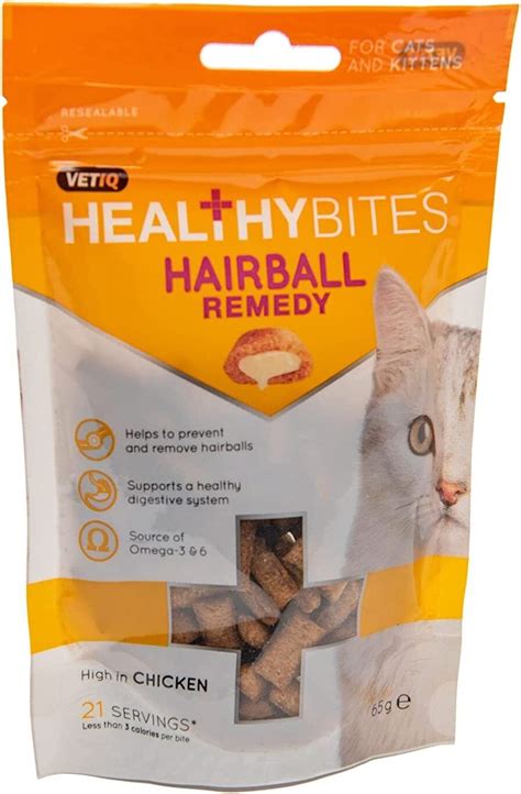 Vetiq Healthy Bites Hairball Remedy Cat Kitten Treats Chicken 65g Case