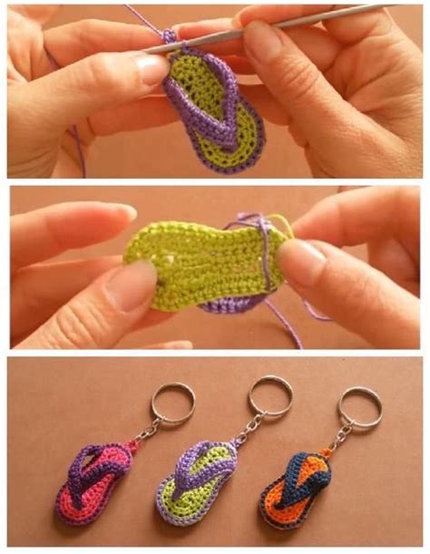 Keychain Flip Flops Slippers Sandals Free Crochet Patterns And Video