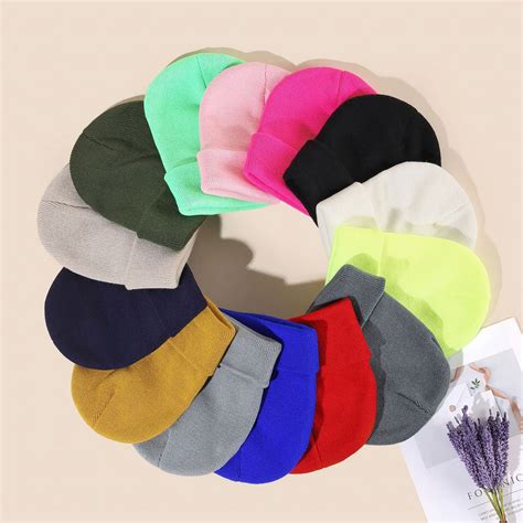 Women Men Fluorescent Color Warm Beanie Hat Autumn Winter Stretch