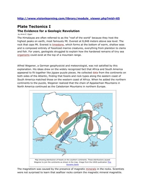 evidence- plate tectonic