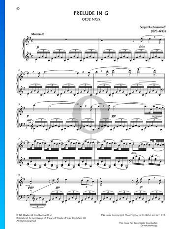 Prelude In G Major Op No Sergei Rachmaninow Piano Sheet Music