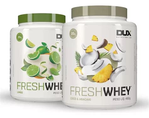 Kit 2x Fresh Whey Protein 3w 450g Sabores Dux Nutrition Sabor Coco