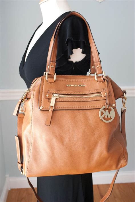 Michael Kors Brown Leather Hobo Handbag Purse Brown Leather Hobo