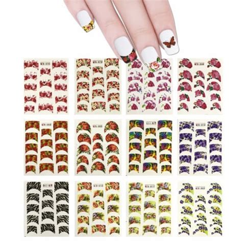 Wrapables 44 Sheets Flowers French Tip Nail Water Slide Transfer Nail