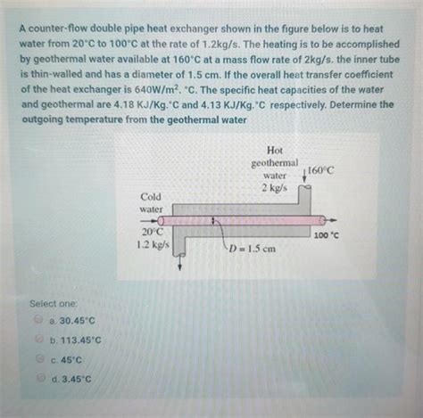 Solved A Counter Flow Double Pipe Heat Exchanger Shown In Chegg