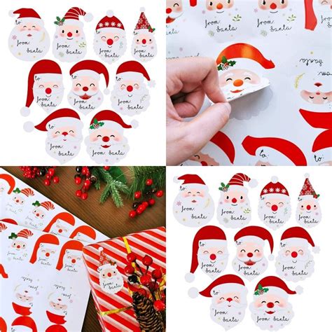 10 Sheets 90 Pieces Christmas Name Tags Stickers Cute from Santa Smile ...