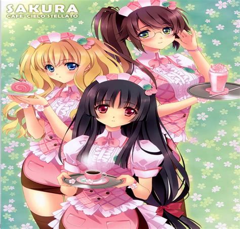 Sakura Cafe Sakura Cafe Cg Game Cute Maid Girls Orginal Friends Hd Wallpaper Peakpx