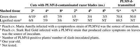 Transmission Of Peach Latent Mosaic Viroid Plmvd From Naturally Download Table