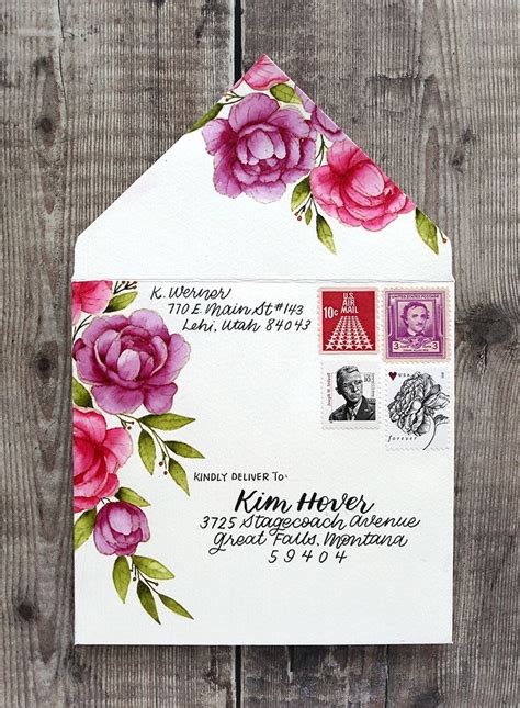 Watercolor Floral Envelope No Line Watercoloring Mail Art Envelopes