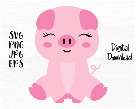 Pig Svg Cute Pig Png Baby Pig Farm Pig Animal Svg Piggy Piglet Swine