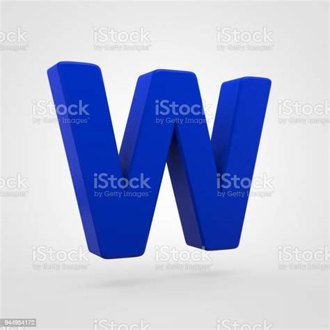 Plastic Blue Letter W Uppercase Isolated On White Background Stock