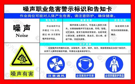 噪声职业危害警示标识告知卡设计元素素材免费下载图片编号4694523 六图网