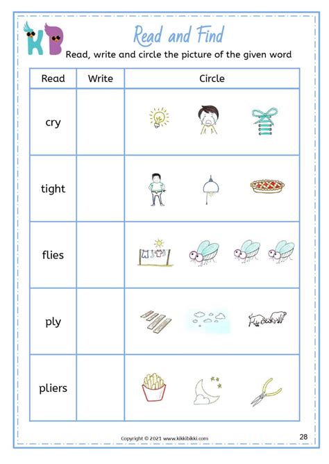 Learn To Spell I Igh Y Sound Words Free Phonics Worksheets