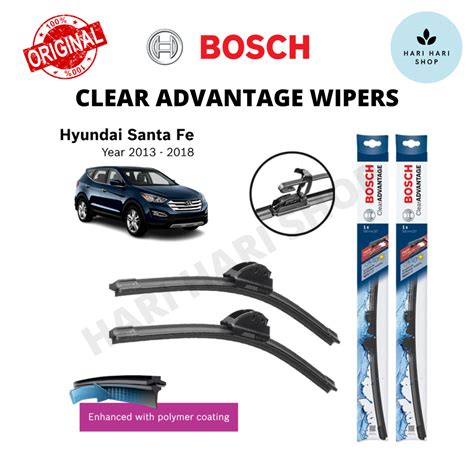 Original Bosch Clear Advantage U Hook Wiper Set For Hyundai Santa Fe DM